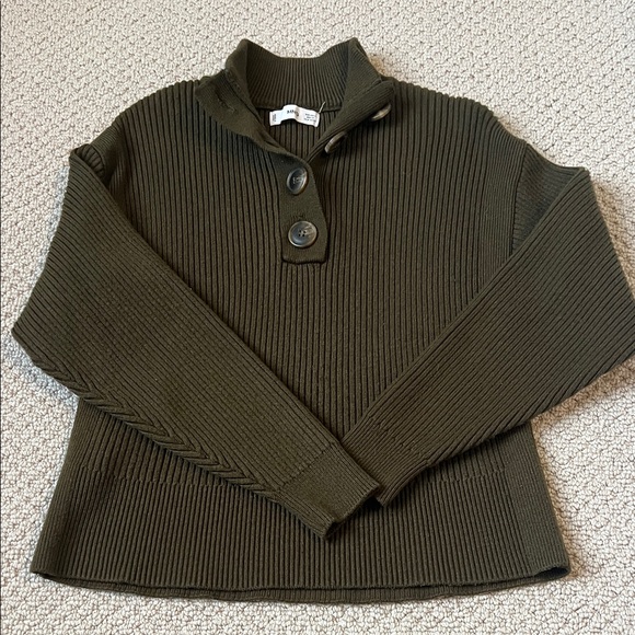 Olive Green Mango Ribbed Women's Sweater - Picture 1 of 6